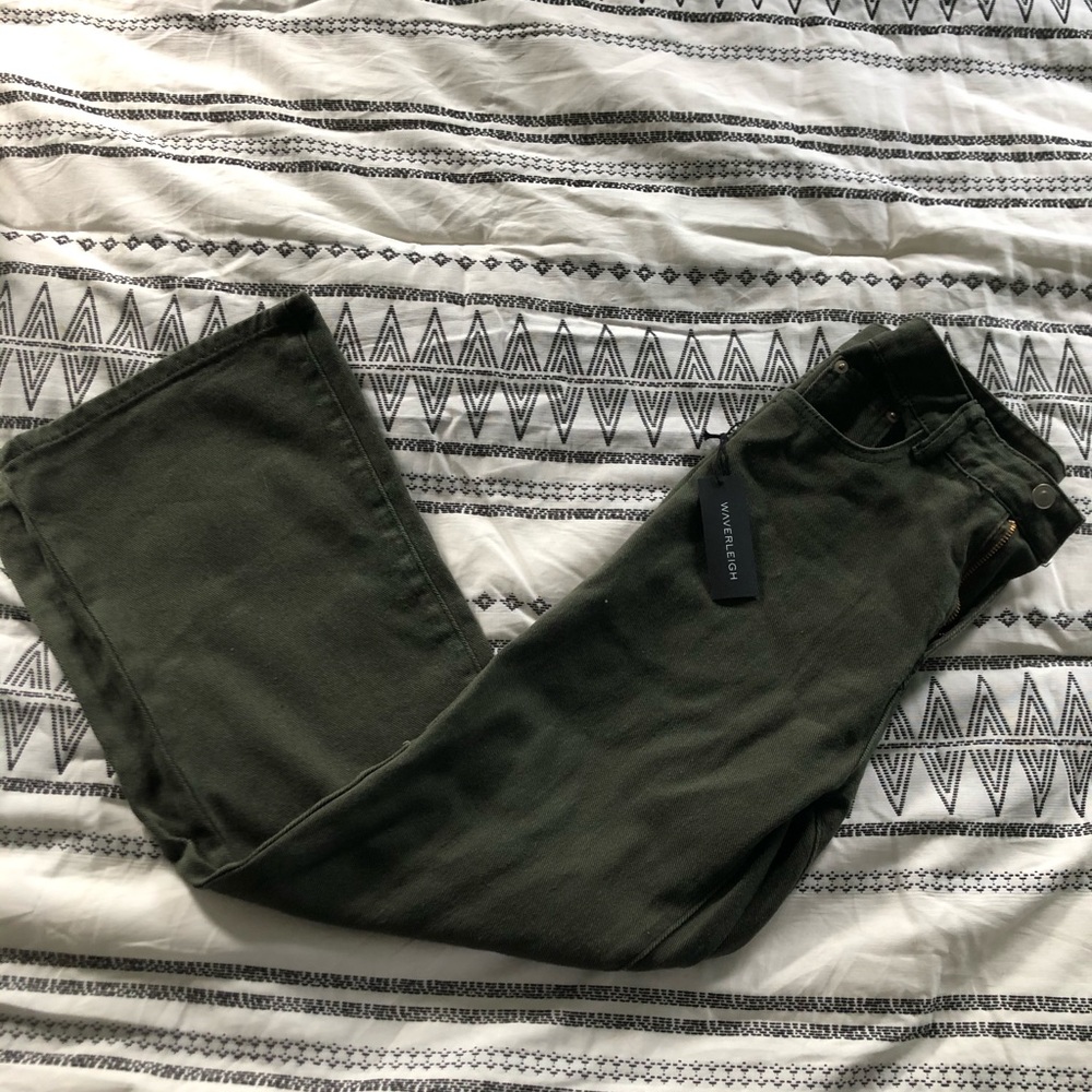 Green wide leg jeans